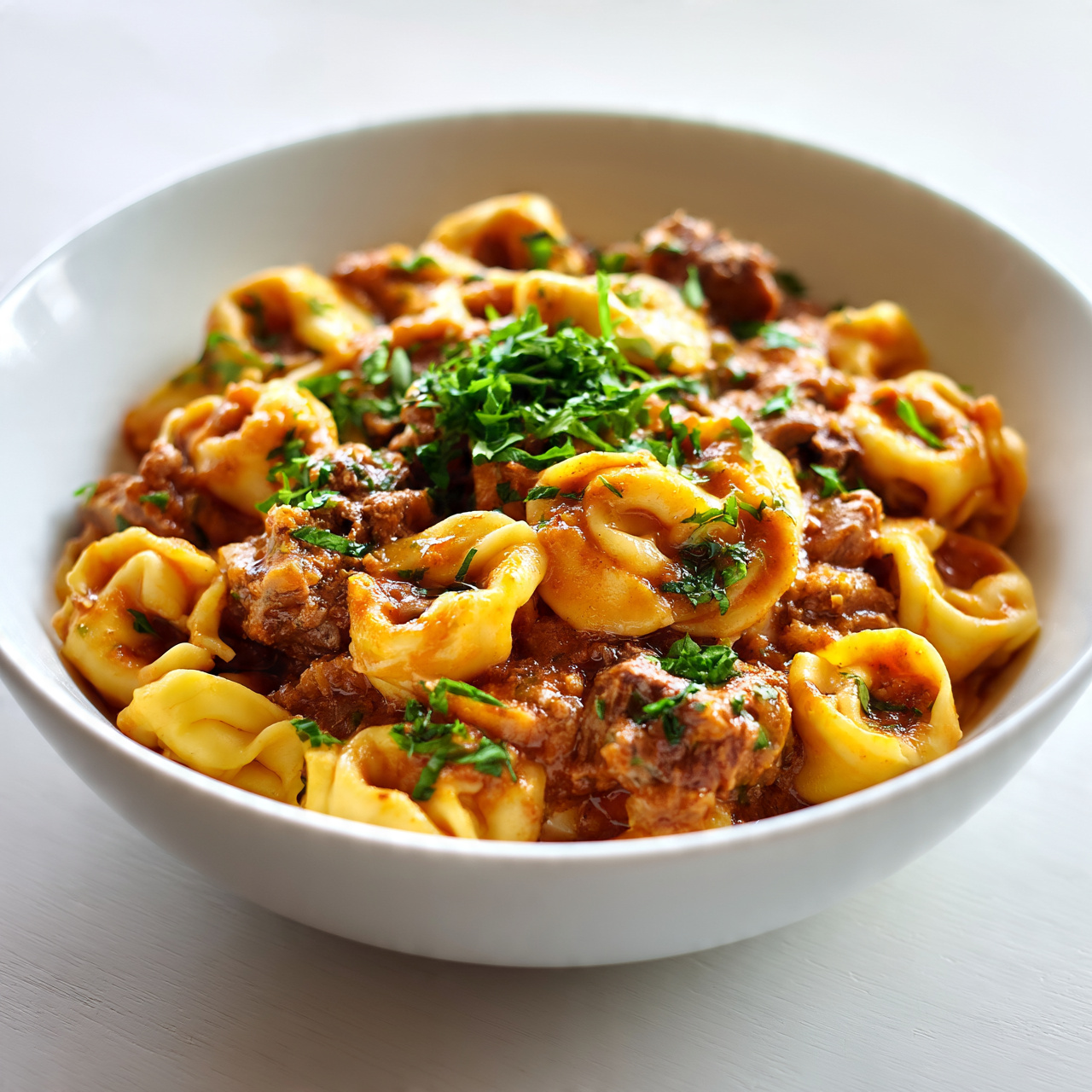Garlic Steak Bites and Cheese Tortellini Skillet