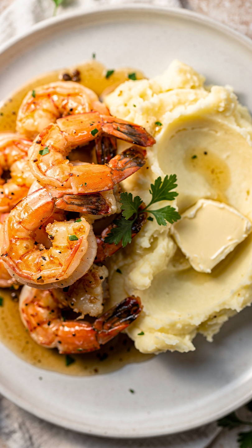 Creamy Garlic Butter Shrimp with Mashed Potatoes